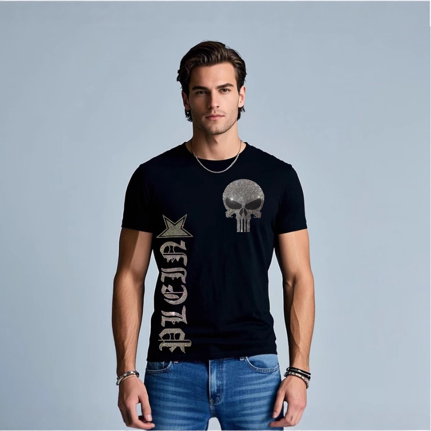 Streetwear Clothing Brand - 2025 New Skulls Rhinestones Short Sleeve