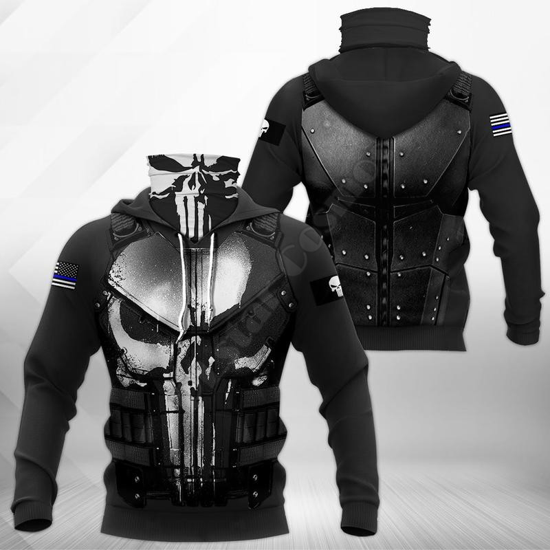 Streetwear Clothing Brand - Police Skull 3D Printed Hoodies Harajuku